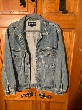PLAYBOY Light Blue Denim Jacket with Logo Patch